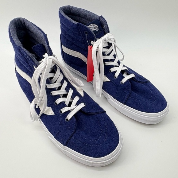 Vans Men sz 11.5 Blue SK8-Hi Reissue Terry High Top Skater Sneakers New - Picture 1 of 11